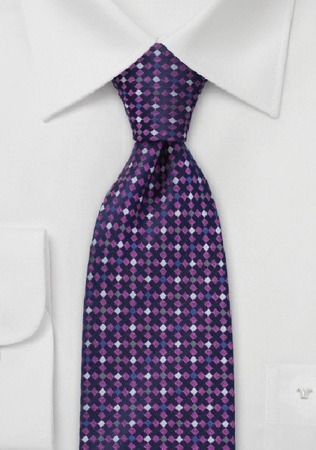 Tie in Hot Pink, Navy, Gray