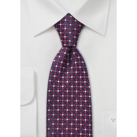 Checkered Tie in Red and Blue