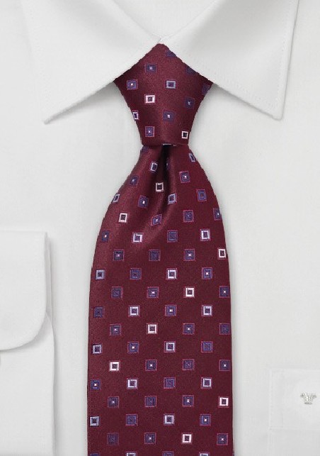 Maroon and Blue Silk Tie