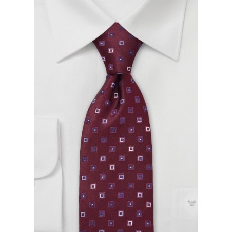 Maroon and Blue Silk Tie
