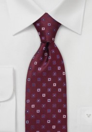 Maroon and Blue Silk Tie