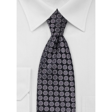 Black Tie with Charcoal Circles