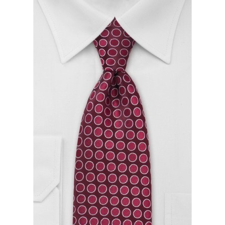 Red Silk Tie with Red Circles