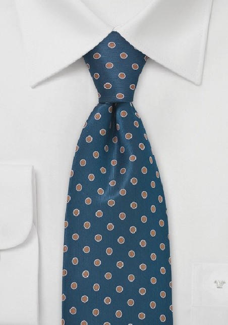 Teal Blue and Copper Dotted Tie