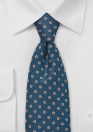 Teal Blue and Copper Dotted Tie