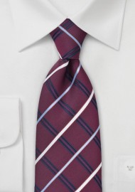 Wine Red Checkered Necktie
