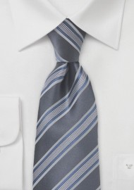 Gray and Blue Striped Tie