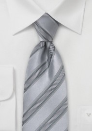 Festive Silver Striped Silk Tie