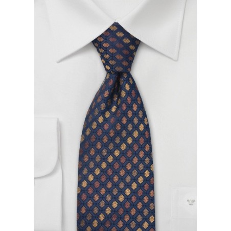 Navy and Bronze Brown Silk Tie