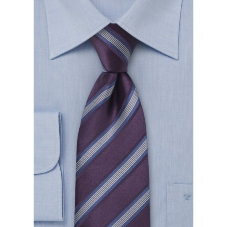 Purple and Blue Striped Silk Tie