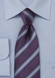 Purple and Blue Striped Silk Tie