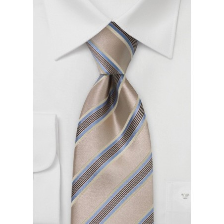 Camel Brown and Blue Striped Tie