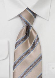 Camel Brown and Blue Striped Tie