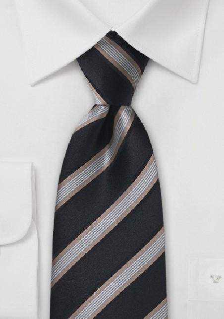 Black and Gold Striped Silk Tie