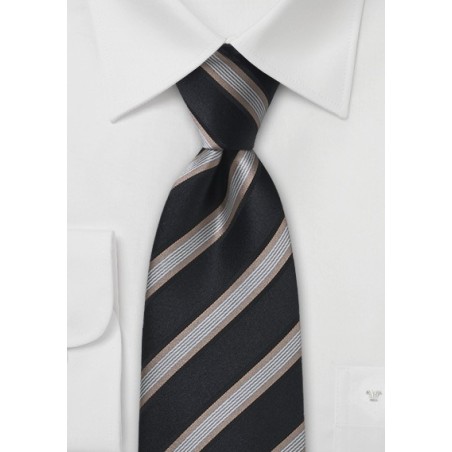 Black and Gold Striped Silk Tie