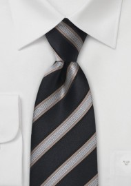 Black and Gold Striped Silk Tie