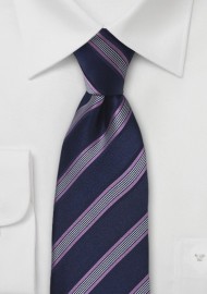 Blue and Mauve Striped Silk Tie