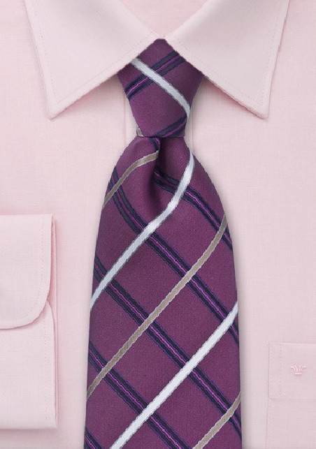 Purple Checkered Necktie