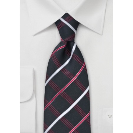Black, Red, Silver Checkered Tie