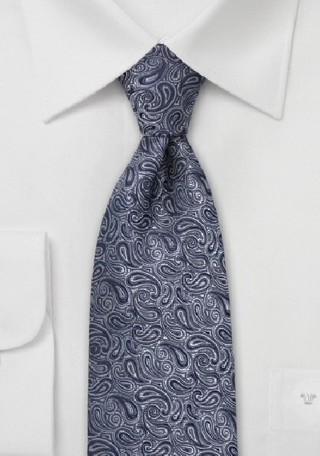 Black and Gray Paisley Silk Tie