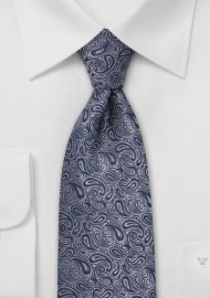 Black and Gray Paisley Silk Tie