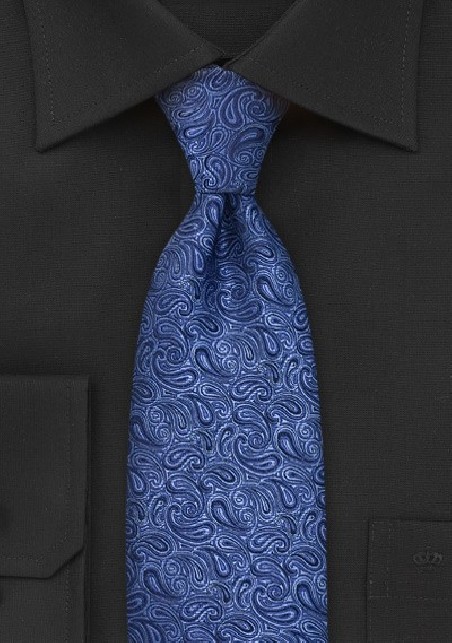 Steel Blue Paisley Silk Tie