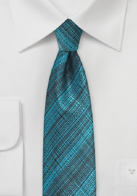 Skinny Teal and Black Necktie
