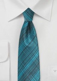 Skinny Teal and Black Necktie