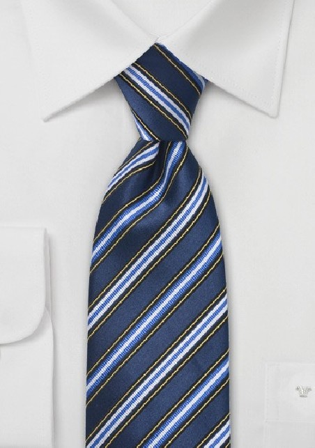 Elegant Navy Blue Striped Tie