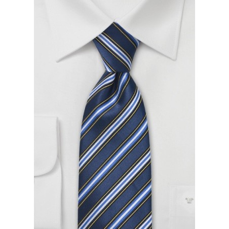 Elegant Navy Blue Striped Tie