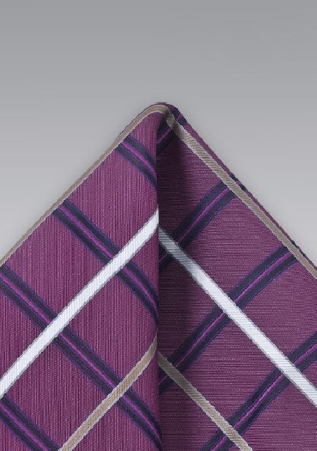 Purple Checkered Pocket Square