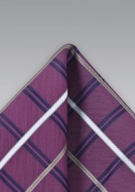 Purple Checkered Pocket Square