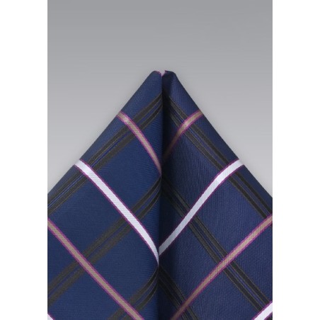 Navy Checkered Pocket Square