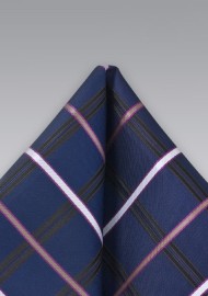 Navy Checkered Pocket Square
