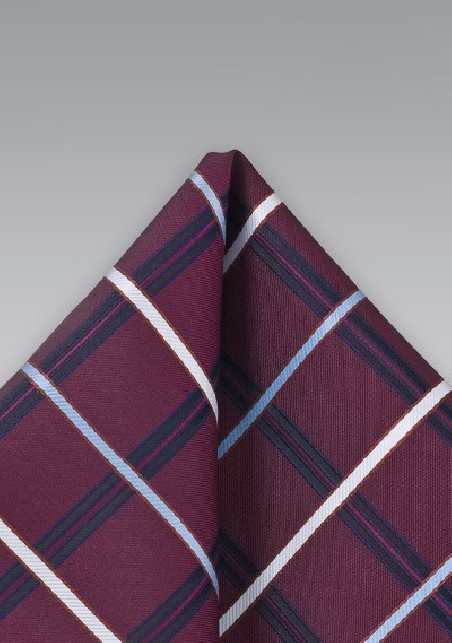 Checkered Pocket Silk in Burgundy