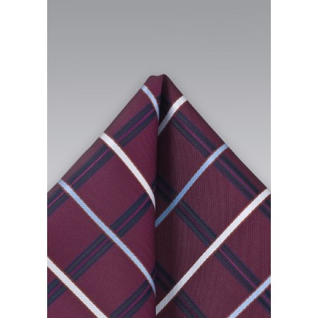Checkered Pocket Silk in Burgundy
