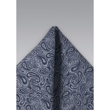 Silver Paisley Pocket Square