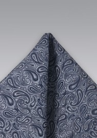 Silver Paisley Pocket Square