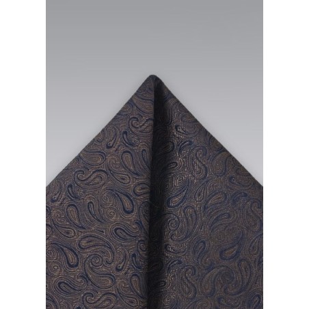 Dark Brown Paisley Pocket Square