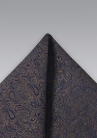 Dark Brown Paisley Pocket Square