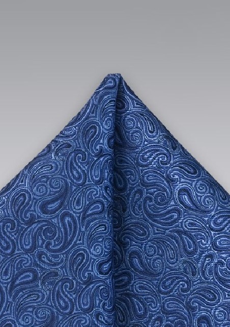 Lapis Blue Paisley Pocket Square