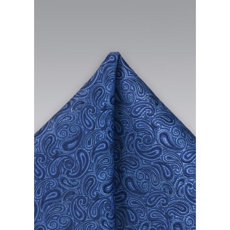 Lapis Blue Paisley Pocket Square
