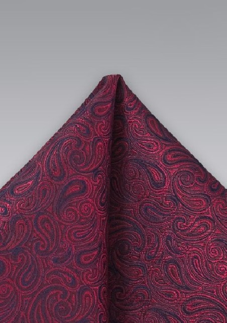 Dark Red Paisley Pocket Squre