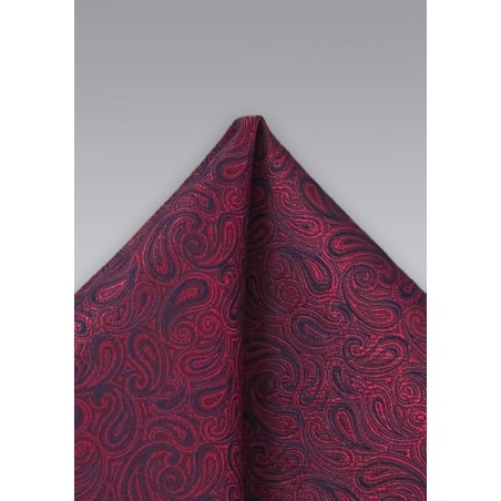 Dark Red Paisley Pocket Squre