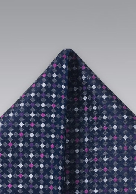 Pink Blue Gray Pocket Square