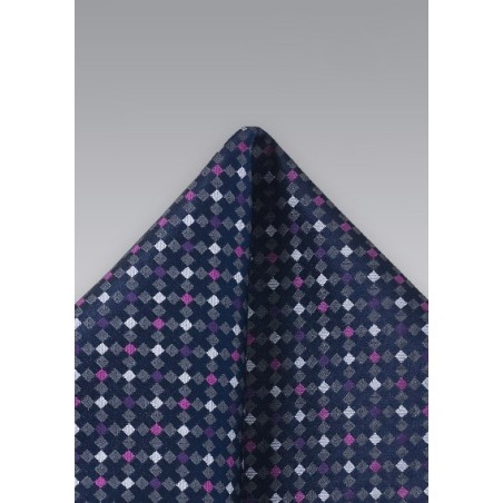 Pink Blue Gray Pocket Square