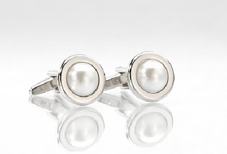 Silver Pearl Cuff Links