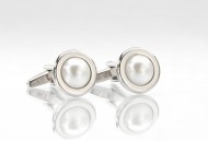 Silver Pearl Cuff Links