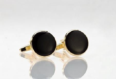 Round Black and Gold Cufflinks