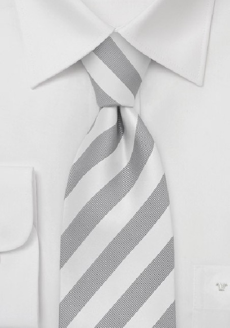 Mens XL Tie in Silver White